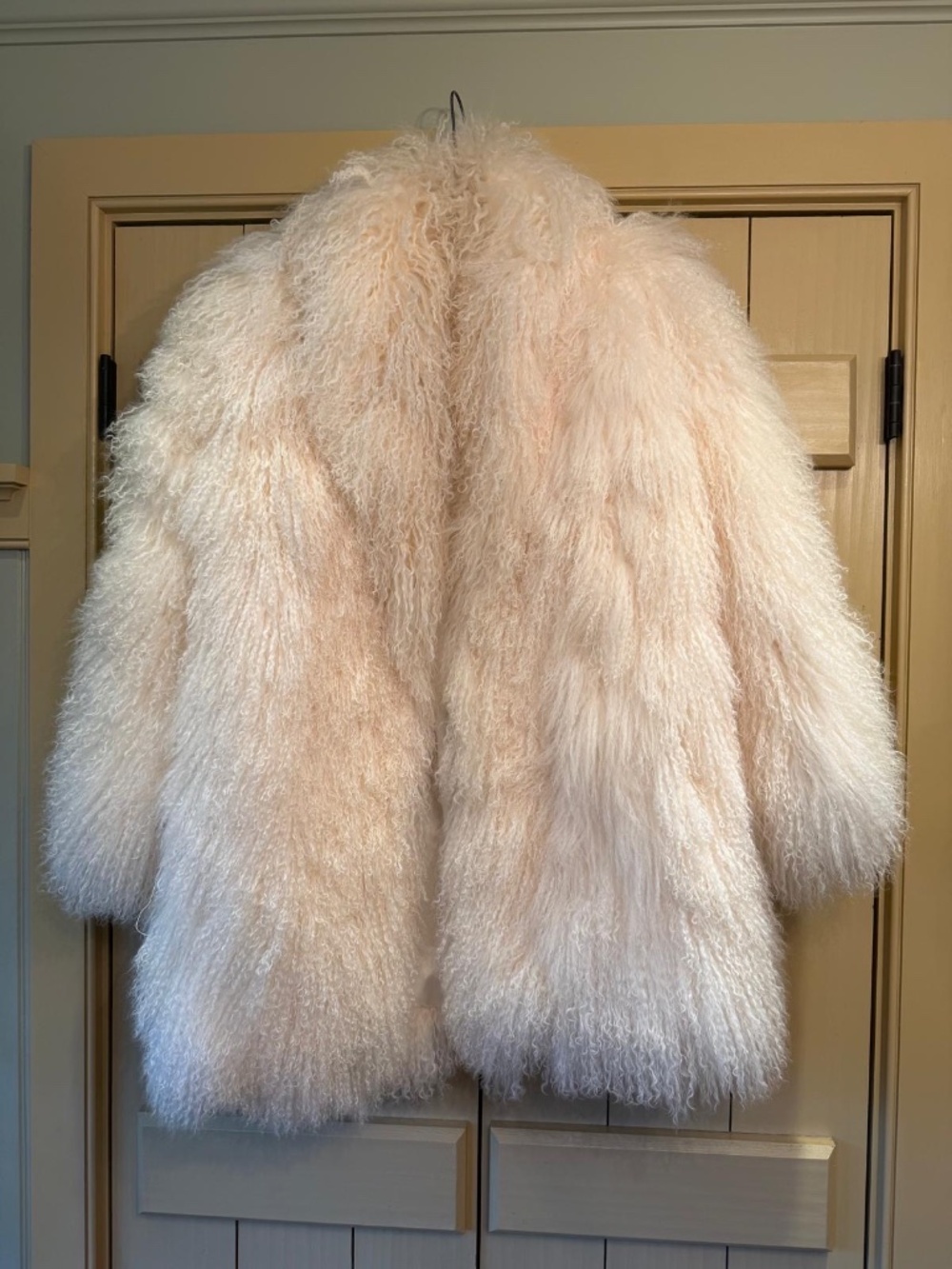 Vintage Tibetan Lamb Fur Boho Oversize Coat - Cream/Beige